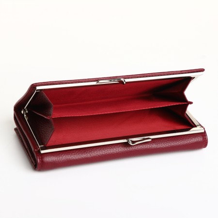 Women's wallet on a magnet, burgundy color-3