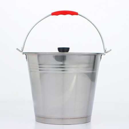 A bucket with a lid, 7 l, stainless steel