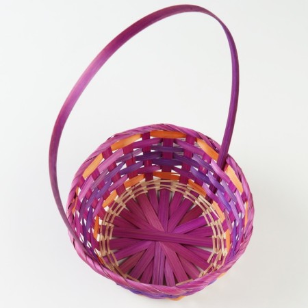 Wicker basket, 20.3 x 20.3 x 9.5/33 cm, purple, bamboo-3