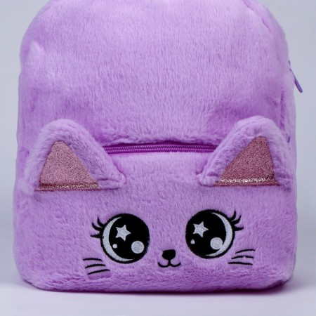 Baby backpack for a girl "Kitik", plush, purple color-3