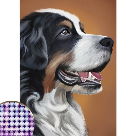 Diamond mosaic with partial filling on the canvas "Dog", 15 x 21 cm-1