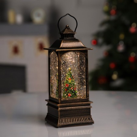 LED figure “Lantern with a Christmas tree” 7.8 × 19.5 × 7.8 cm, plastic, AAX3 batteries (not complete), USB, glow warm white