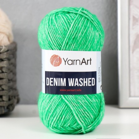 Yarn "Denim Washed" 30% acrylic 70% cotton 130m/50g (909 bright greens)
