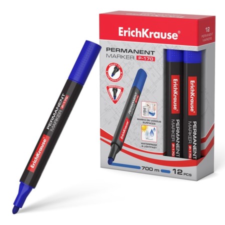 Permanent Erichkrause P-170, 2.0 mm permanent, alcohol-based ink, blue