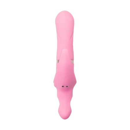 Turning vibrator with a clitoral stimulant Jos Twistme, 19.5 cm, silicone, pink color-1