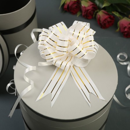 Bant-Shar No. 3 Three Gold Strips, White