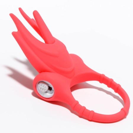 The erection ring of the oka-hoods, with vibration and clitoral stimulation, silicone, d = 3 cm, red 76189-1