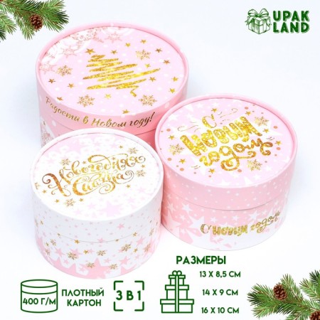 A set of boxes 3 B1 "Joy in the New Year" 16 x 10, 14 x 9, 13 x 8.5 cm-2