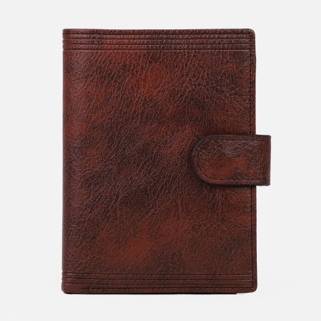 Male purse on the button, 3 in 1, for auto documents, passports, cards, bills, brown color