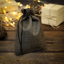 Gift bag from canvases, brown, 15 x 21 cm