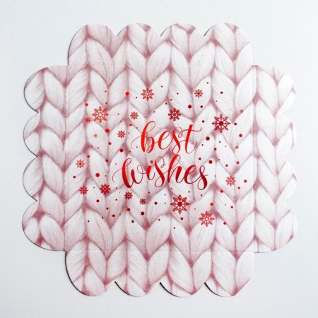 Box for confectionery with PVC cover "Best Wishes", 13 x 13 x 3 cm, new year-4