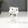 Souvenir ceramics "White kitten with a butterfly" with gold, rhinestones 7.5 cm