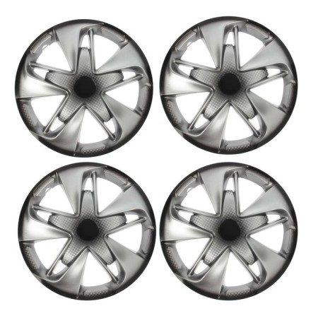 Wheel caps R15 "Super Astra", silver-black carbonate, set 4 pcs.