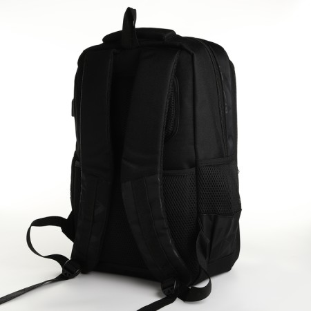 Youth backpack, 2 lightning departments, 4 pockets, with USB, black color-3
