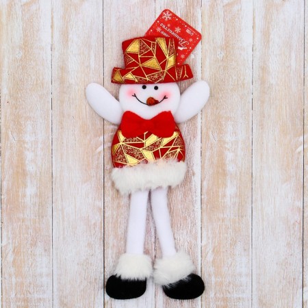 Soft suspension "Snowman in a shiny suit, long legs" 8x26 cm, red-1