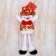 Soft suspension "Snowman in a shiny suit, long legs" 8x26 cm, red