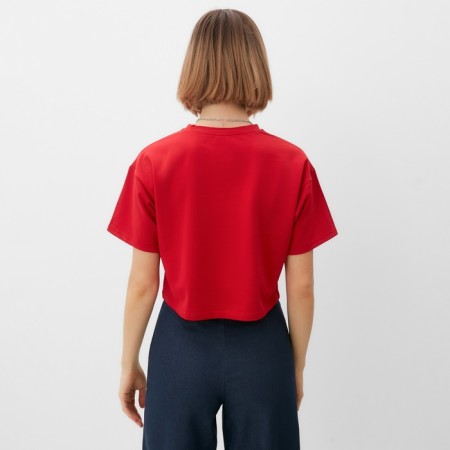 T-shirt shortened female Minaku Oversize Fit: Fuchsia Color, Rr. 44-3
