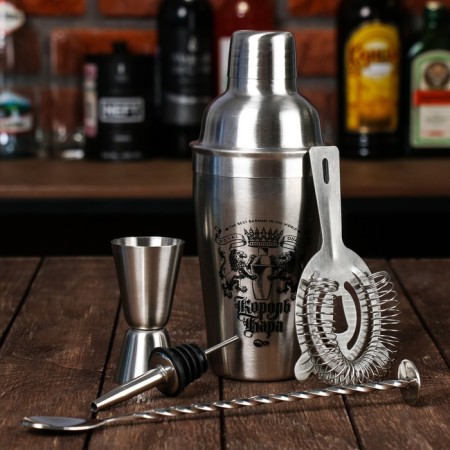 Set for the preparation of cocktails "King Bar", Geyser, Dzhigger, Shaker 600 ml, Streiner, spoon-1