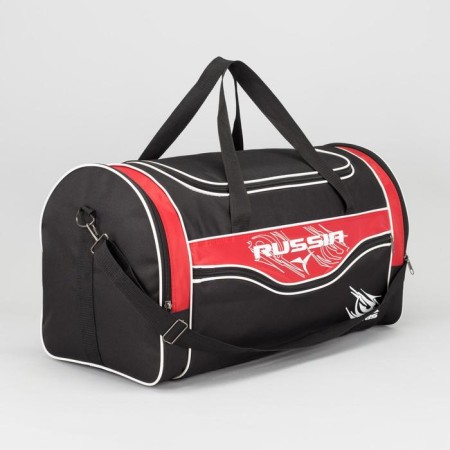 Sports bag with lightning, 3 outer pockets, black/red color