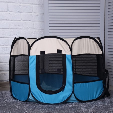 Animal aviary, tent, 8 walls, 70 x 40 cm, blue