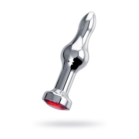Anal traffic jam, metal, silver, with a crystal of ruby ​​color, 10 cm, D 2.8 cm, 75 g