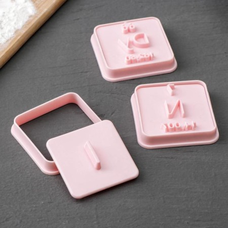 A set of recesses for marzipan and test "Mendeleev table", 3 pcs, pink color-1