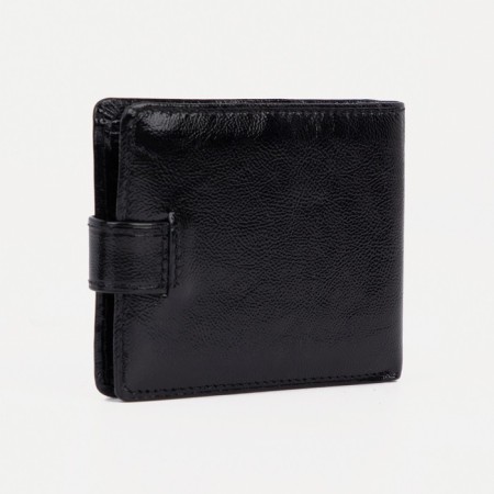 Male purse on a button, for bills, for cards, for coins, black color-1
