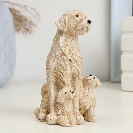 Figure "Labrador with puppies" beige, 10x6x8cm-1