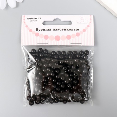 Set of beads "needlework" plastic, diameter 6 mm, 25 g, black-2