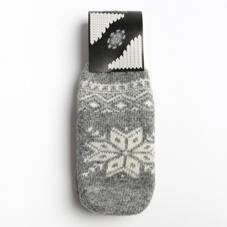 Women's woolen mittens "snowflake", light gray, size 20-22-3