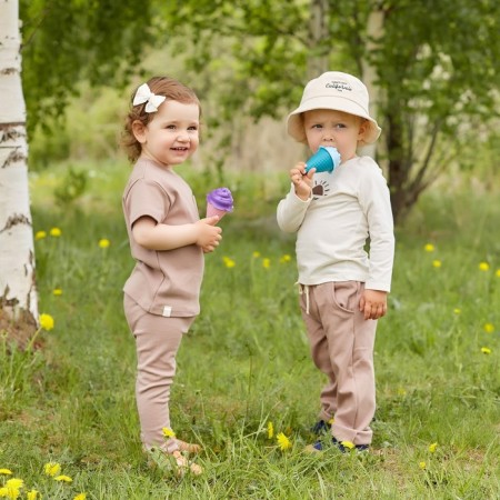 Set: T -shirt with DL. sleeve and pants crumb I am Dreamer, height 80-86 cm, beige-9