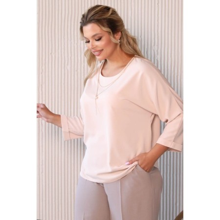 Female blouse, size 48, beige color-3