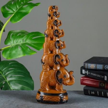 Figure "Seven Elephants" 40 × 15 × 9cm Mix-1