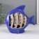 Ceramics candlestick for 1 candle "fish with patterns" blue 15.7x8.8x14.3 cm