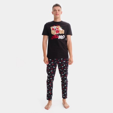Pajama New Year's male KAFTAN "Chill Bro", black color, size 52-5