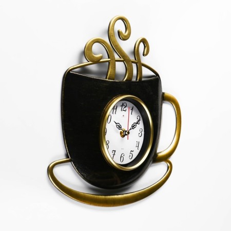Wall -wall clocks for the kitchen "Cup", silent, 31.5 x 30.5 cm, black, aa-1
