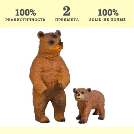 Набор фигурок «Мир диких животных: семья бурых медведей», 2 фигурки-1