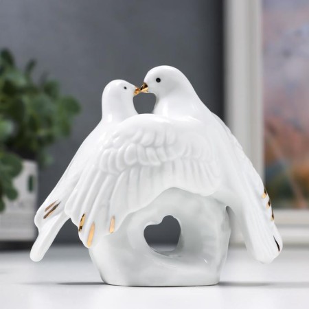 Souvenir "2 pigeons on the pebble" Rhinestones 9x10x3.7 cm-3