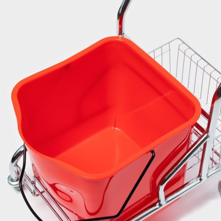 The harvester is simultaneous with vertical and net, red bucket 25 liters, chrome frame-4