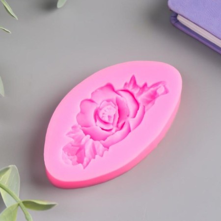Mold Silicon "Rose with leaves" 1.5x7.5x4.2 cm-1