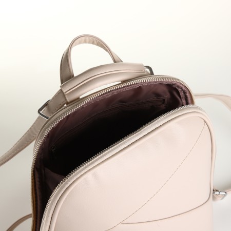 City backpack of artificial leather with lightning, beige color-5