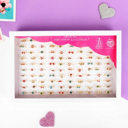 Children's ring "chosen" with rhinestones, mix shape, mix in gold, FAS 100 pcs-3