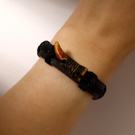 Unisex Bracelet "Fang", black-brown color, d = 7 cm-3
