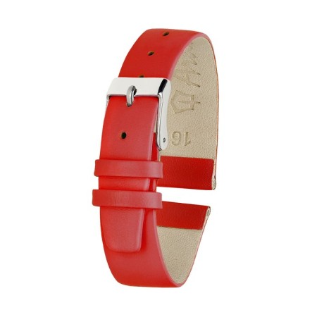 Watch strap, female, 16 mm, genuine leather, red