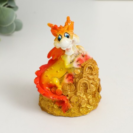 Souvenir Polystone "Fire Dragon on Coins/Eucks" MIX 6x5x9 cm-1