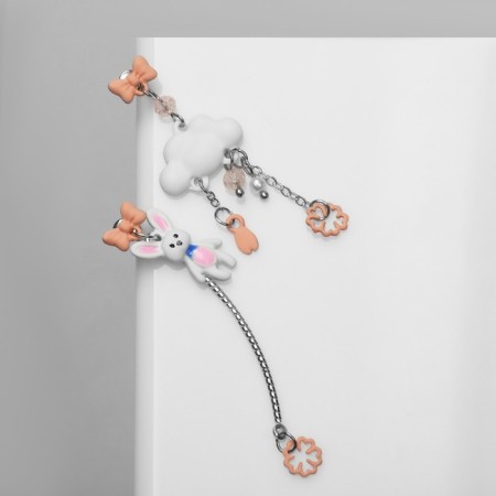 Earrings Assorted "Hare" with a cloud, colored in silver-1