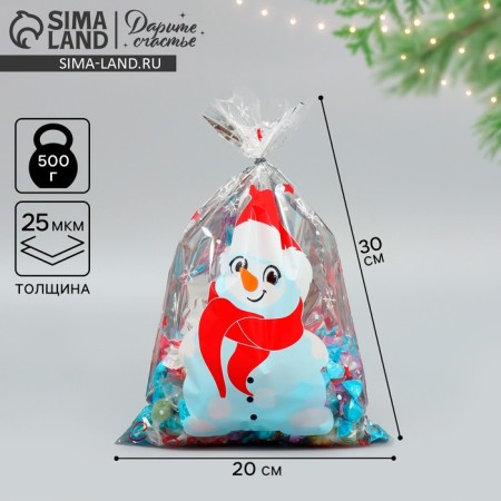Plastic package "Snowman", 20 x 30 cm, new year