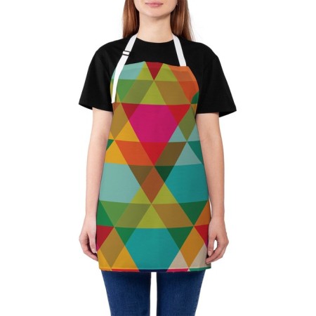 Apron kitchen with a photo print "Pattern with triangles", adjustable, size OS