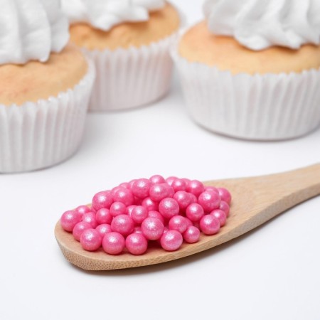 Sprinking confectionery in confectionery glaze "Pearls" Raspberry 6-8 mm 50 g-3