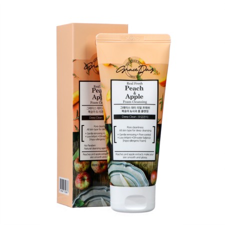 Grace day face foam, refreshing and cleansing, with peach and apple, 100 ml